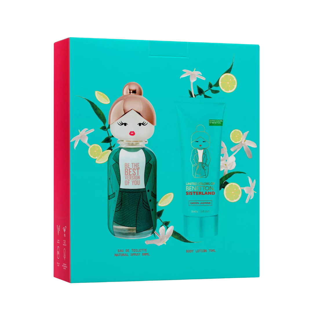 Benetton Sisterland Green Jasmine Estuche EDT 80 ml+ Locion 75 ml