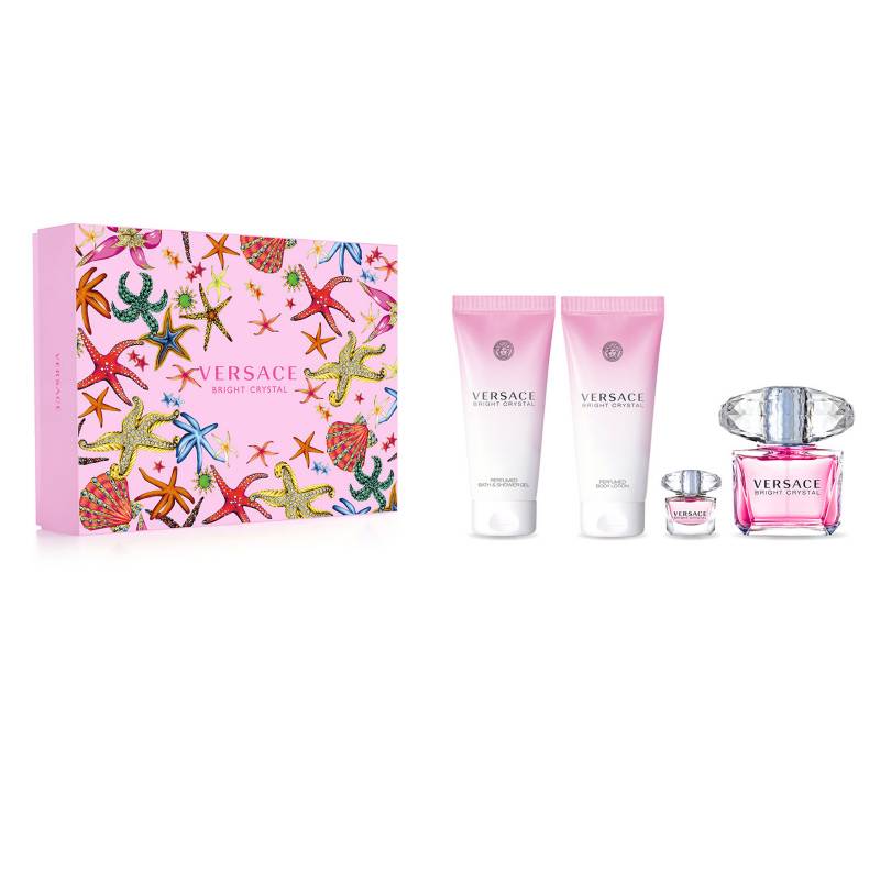 Versace Bright Crystal Estuche EDT 90 ml + 5 ml + gel 100 ml + loción 100 ml