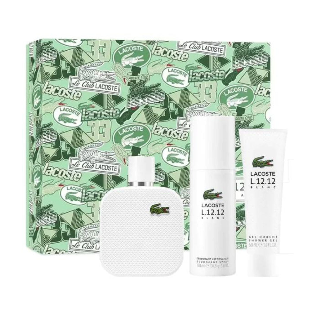 Lacoste L.12.12 Blanc Estuche EDT 100 ml + gel 50 ml + desodorante 150 ml