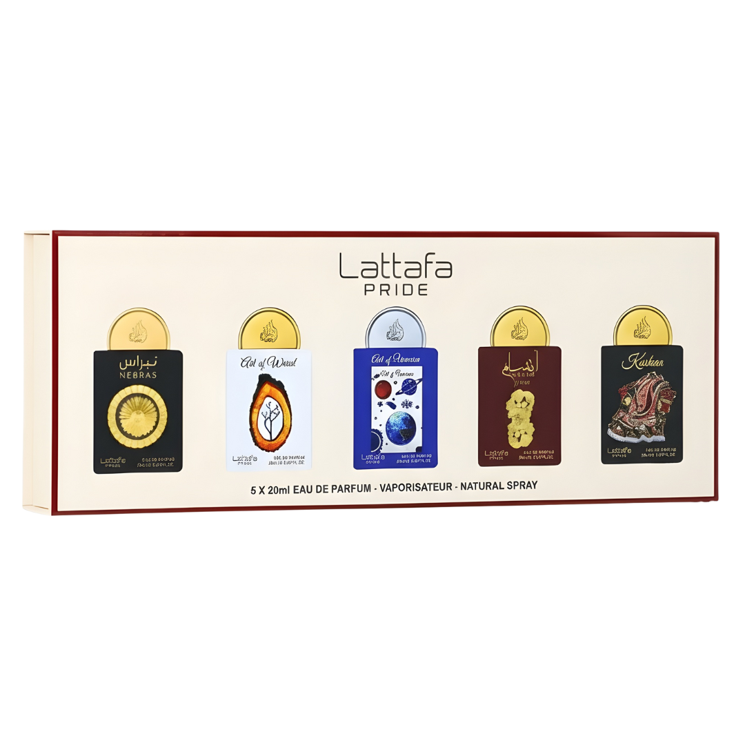 Lattafa 5 Pzas Estuche EDP 20 ml X 5 Nebras + Art Of Wood + Art Of Universe + Ansaam Gold + Kashan